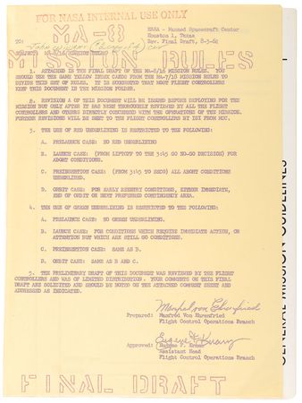 Lot #5006 Gene Kranz?s MA-8 Mission Rules Signed by Schirra - Image 2