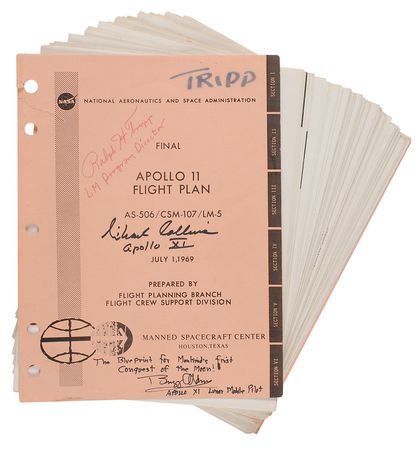Lot #5049 Apollo 11 Flight Plan Signed by Aldrin and Collins - Image 1