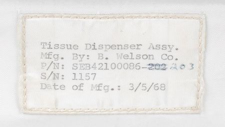 Lot #5038 Jim McDivitt?s Apollo 9 Flown Tissue Dispenser Assembly - Image 6