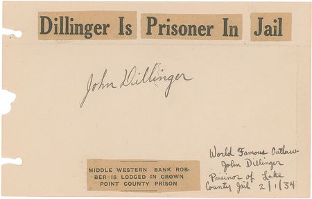 Lot #168 John Dillinger: Obtained before his