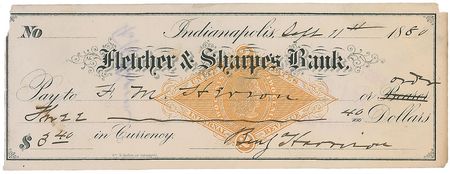 Lot #84 Benjamin Harrison Check - Image 2