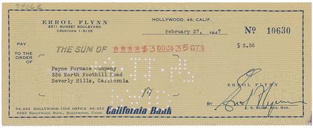 Lot #961 Errol Flynn Check - Image 2