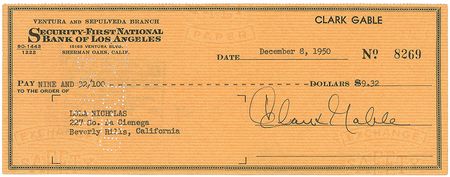 Lot #965 Clark Gable Check - Image 2