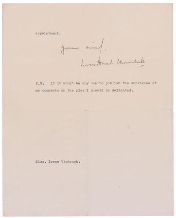 Lot #237 Winston Churchill: Churchill praises an actress’s portrayal of his distant relative, the Duchess of Marlborough - Image 2