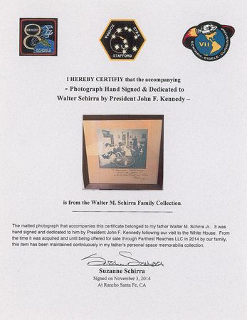 Lot #63 John F. Kennedy: One-of-a-kind 1962 photo inscribed to astronaut Wally Schirra as the Cuban Missile Crisis takes hold - Image 2