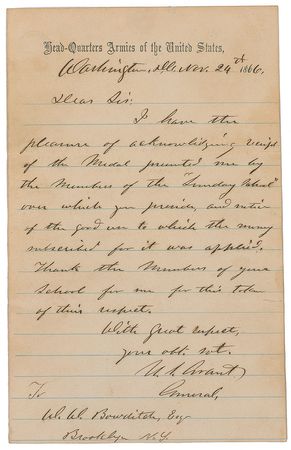 Lot #27 U. S. Grant: Fresh from victory in 1866,