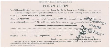Lot #111 Richard Nixon: John Dean Document - Image 1