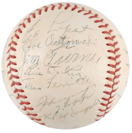 Lot #1043 NY Yankees: 1951: Gorgeous Yankees team-signed baseball from 1951—Mantle’s rookie year - Image 2