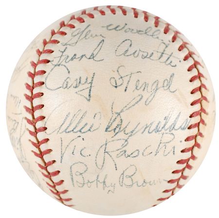Lot #1043 NY Yankees: 1951: Gorgeous Yankees team-signed baseball from 1951—Mantle’s rookie year - Image 4
