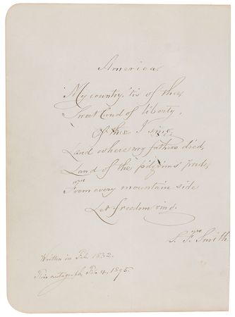 Lot #718 Samuel Francis Smith Signed Quote - Image 1