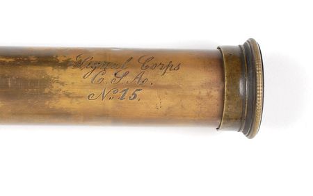 Lot #421 Confederate Signal Corps Telescope: Rare 40? Confederate Signal Corps brass telescope - Image 6