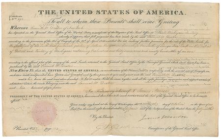 Lot #6 James Monroe Signed Document