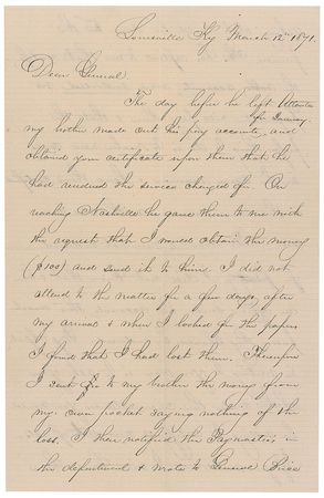 Lot #408 Alfred H. Terry: “I was sorry to be obliged to take three of your companies for South Carolina but things looked very badly there” - Image 1