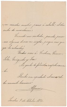 Lot #329 King Alfonso XII Handwritten Letter Signed - Image 3