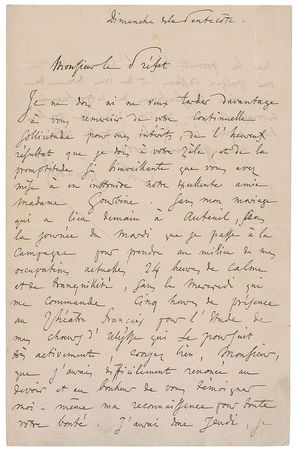 Lot #804 Charles Gounod Handwritten Letter Signed - Image 1