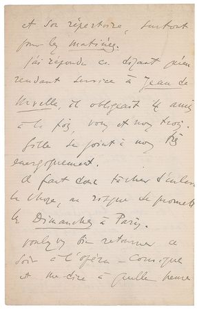Lot #801 Leo Delibes Handwritten Letter Signed - Image 2