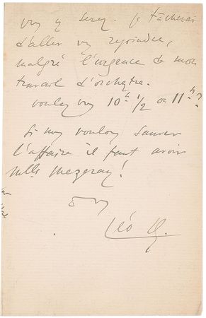 Lot #801 Leo Delibes Handwritten Letter Signed - Image 3