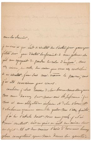 Lot #223 Alexis de Tocqueville Handwritten Letter Signed - Image 1