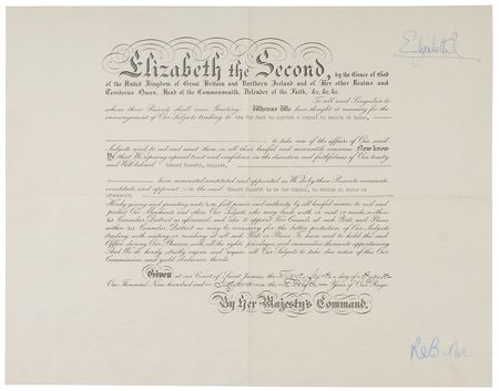 Lot #278 Queen Elizabeth II Signed Document - Image 1