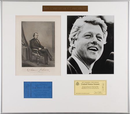 Lot #134 Andrew Johnson and Bill Clinton Impeachment Tickets - Image 1