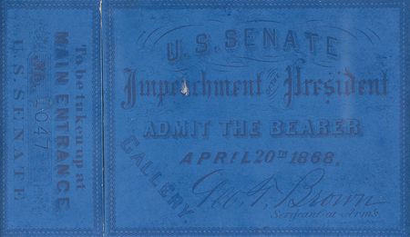 Lot #134 Andrew Johnson and Bill Clinton Impeachment Tickets - Image 2
