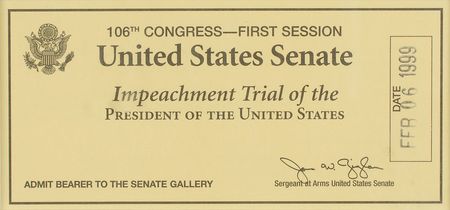 Lot #134 Andrew Johnson and Bill Clinton Impeachment Tickets - Image 3