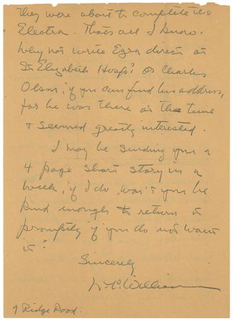 Lot #713 Ezra Pound and William Carlos Williams: ?Ezra was translating Greek once a week? - Image 3