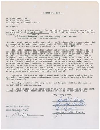 Lot #896 Frankie Valli and the Four Seasons Signed Document - Image 2