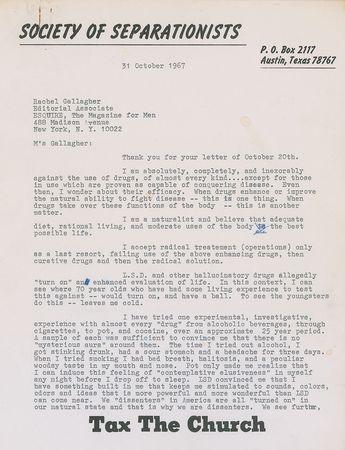 Lot #349 Madalyn Murray O?Hair Typed Letter Signed - Image 1