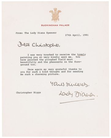 Lot #272 Princess Diana: “Lady Diana” thanks a disabled child for an engagement present - Image 1