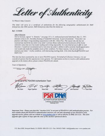 Lot #190 Albert Einstein: Einstein’s sorrowful update on his ailing sister, “painfully more aware of her condition than usual” - Image 2