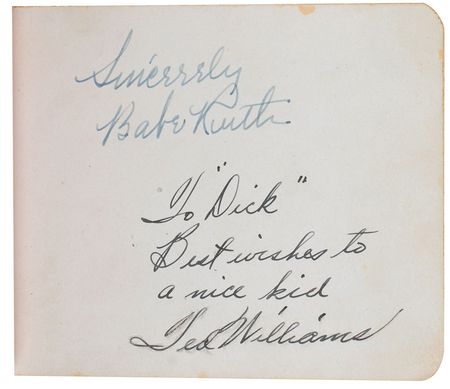 Lot #1048 Babe Ruth and Ted Williams: Rare pairing of Babe Ruth and Ted Williams - Image 1