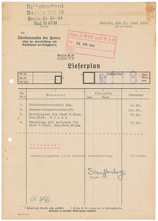 Lot #406 Claus von Stauffenberg: Scarce pair of documents from Hitler?s would-be assassin, including one less than a month before the attempt - Image 2