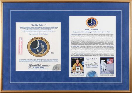 Lot #541 Edgar Mitchell: Flown Apollo 15 Beta cloth limited edition presentation - Image 1