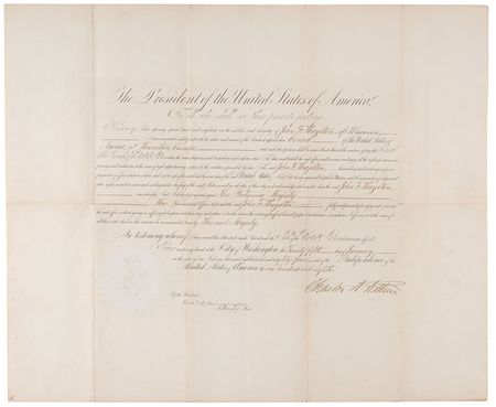 Lot #83 Chester A. Arthur Signed Document - Image 1