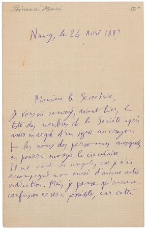 Lot #210 Henri Poincare: Rare letter from one of the 20th century’s greatest mathematicians - Image 1
