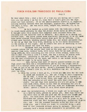 Lot #694 Ernest Hemingway: ?The measure of a book is how good the stuff is that you can throw out? - Image 1