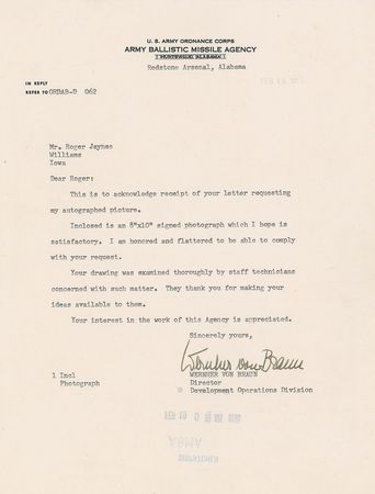 Lot #531 Wernher von Braun Typed Letter Signed and Signed Photograph - Image 2