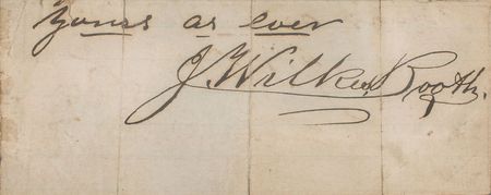 Lot #165 John Wilkes Booth: Enormous signature of Lincoln?s assassin, magnificently displayed - Image 2