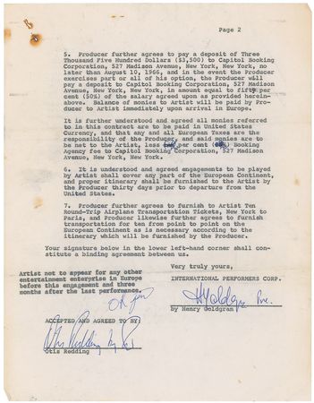 Lot #836 Otis Redding Signed Document - Image 2