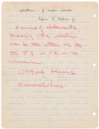 Lot #516 Buzz Aldrin: The 17-year-old Aldrin: “If we were to enter another planet’s atmosphere at a high speed, our craft would blaze away to nothing” - Image 2