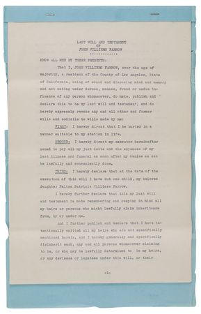 Lot #960 John Farrow Signed Document - Image 1