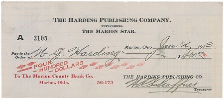 Lot #91 Warren G. Harding Check - Image 2