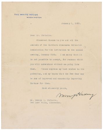 Lot #92 Warren G. Harding Typed Letter Signed - Image 1
