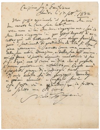 Lot #781 Niccolo Paganini: Boldly penned Paganini to his music publisher - Image 1