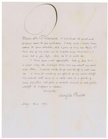Lot #621 Maxfield Parrish Handwritten Letter Signed - Image 1