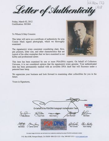 Lot #1038 Connie Mack Signed Photograph - Image 2