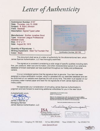 Lot #1064 Ban Johnson Typed Letter Signed - Image 2