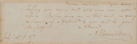 Lot #138 Alexander Hamilton: Amidst the contentious Constitutional Convention, Alexander Hamilton sends his good wishes - Image 2