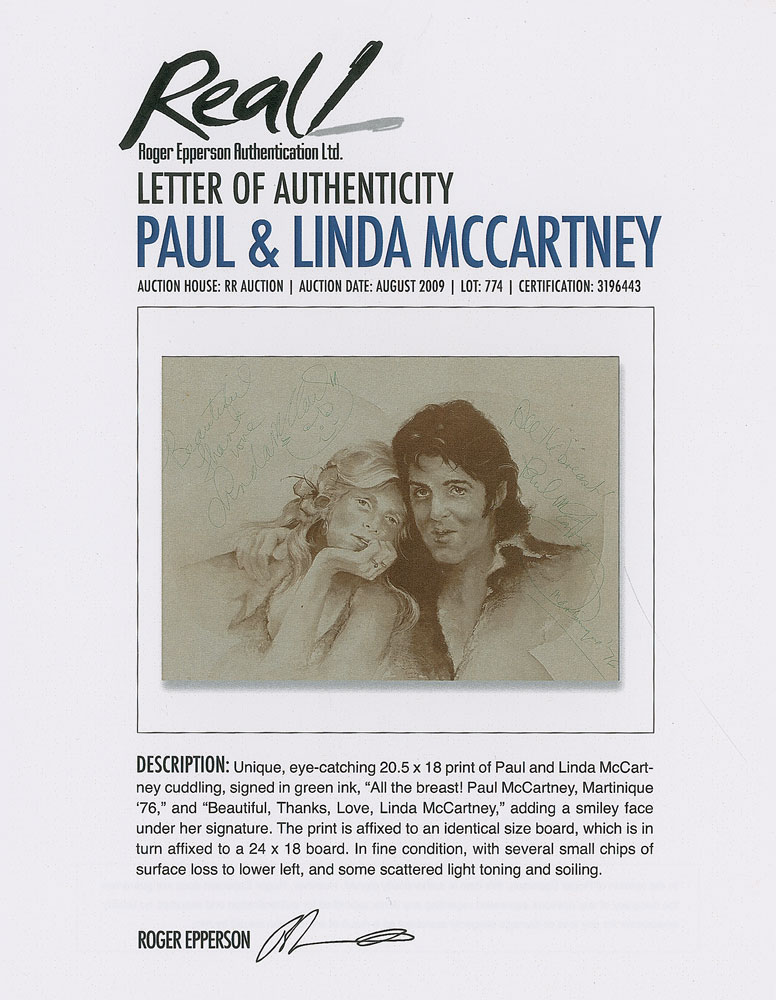 Paul and Linda McCartney Signed Print | RR Auction